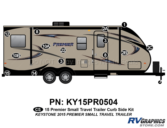 14 Piece 2015 Premier SMALL Travel Trailer Curbside Graphics Kit