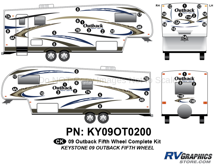 46 Piece 2009 Outback FW Complete Graphics Kit