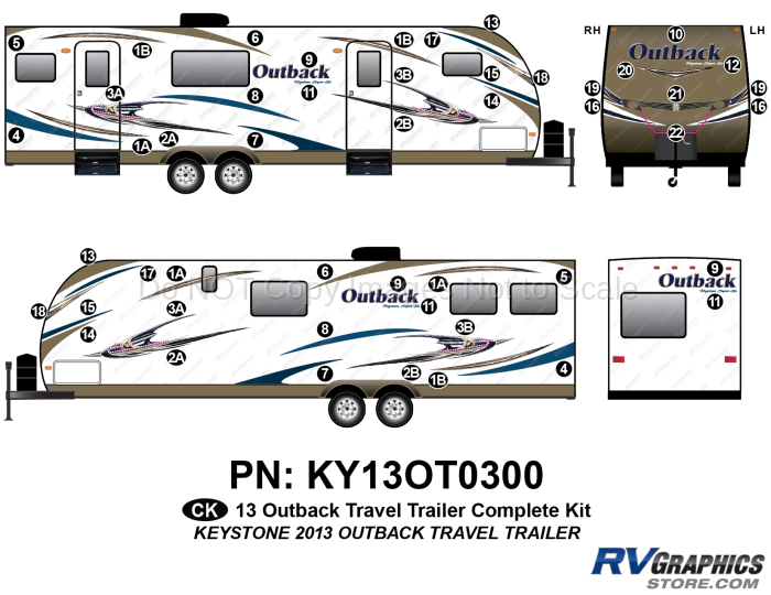 49 Piece 2013 Outback Travel Trailer Complete Graphics Kit