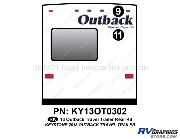 2 Piece 2013 Outback Travel Trailer Rear Graphics Kit