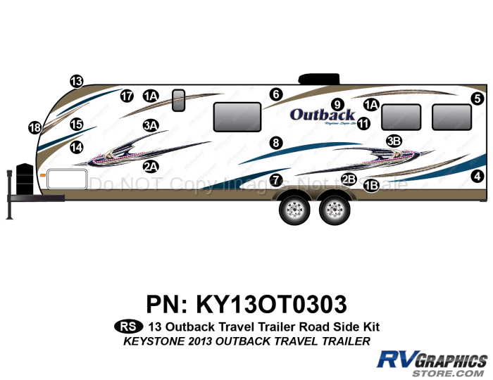 19 Piece 2013 Outback Travel Trailer Roadside Graphics Kit