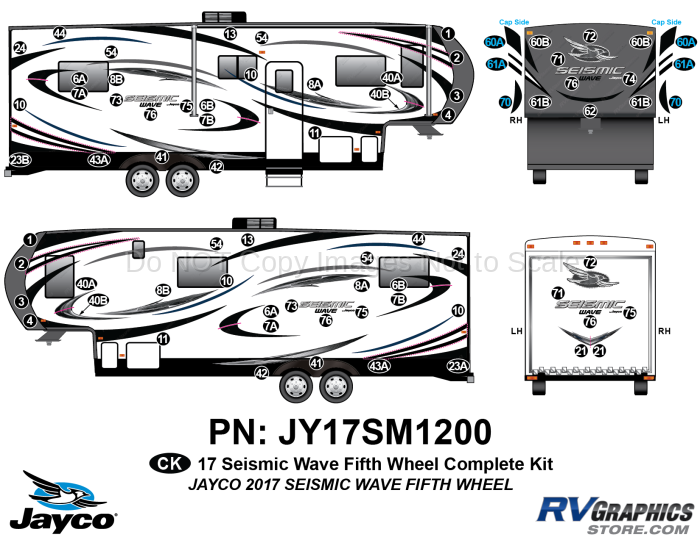 77 Piece 2017 Seismic Wave Fifth Wheel Complete Graphics Kit