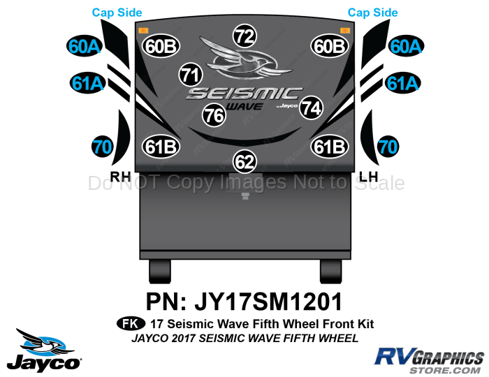 15 Piece 2017 Seismic Wave Fifth Wheel Front Graphics Kit