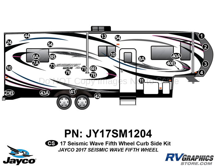 28 Piece 2017 Seismic Wave Fifth Wheel Curbside Graphics Kit