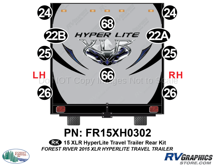 10 Piece 2015 XLR HyperLite Travel Trailer Rear Graphics Kit