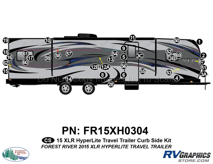 38 Piece 2015 XLR HyperLite Travel Trailer Curbside Graphics Kit