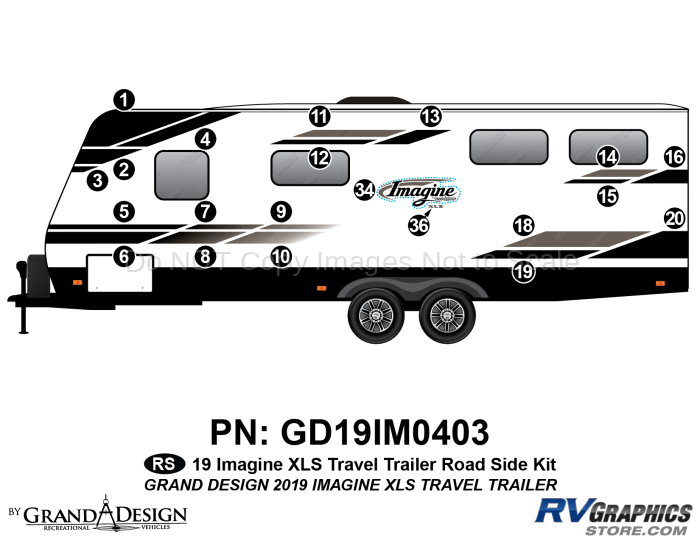 21 Piece 2019 Imagine XLS Travel Trailer Roadside Graphics Kit