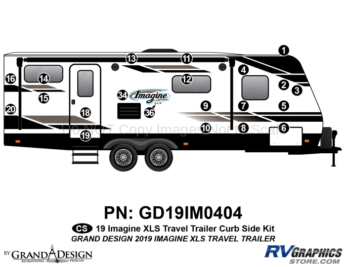 21 Piece 2019 Imagine XLS Travel Trailer Curbside Graphics Kit