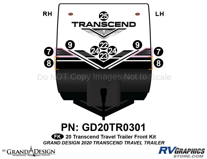 11 Piece 2020 Transcend Travel Trailer Front Graphics Kit