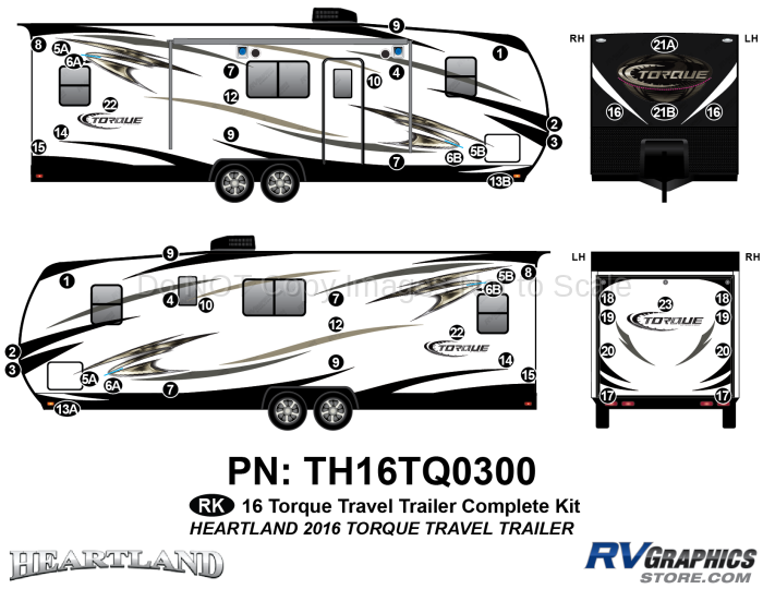 51 Piece 2016 Torque Travel Trailer Complete Graphics Kit