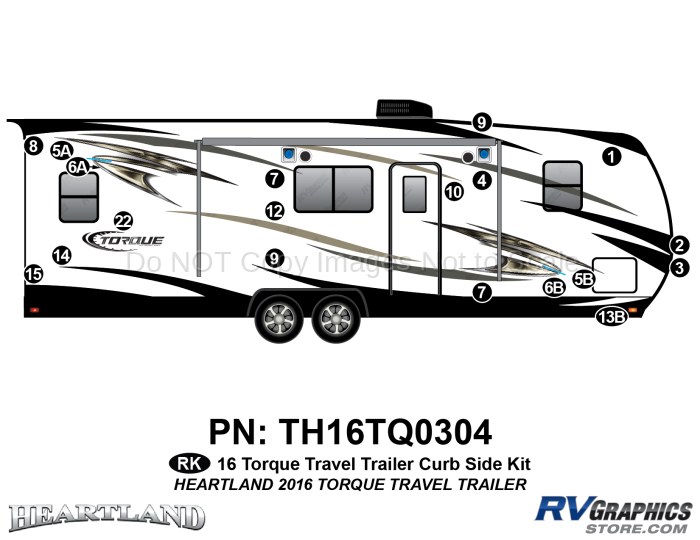 22 Piece 2016 Torque Travel Trailer Curbside Graphics Kit