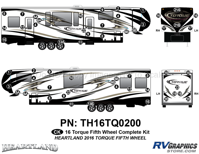 57 Piece 2016 Torque Fifth Wheel Complete Graphics Kit