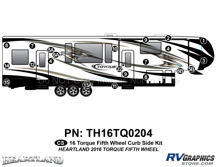 22 Piece 2016 Torque Fifth Wheel Curbside Graphics Kit