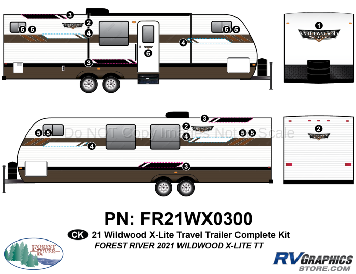 21 Piece 2020 Wildwood X-Lite Travel Trailer Complete Graphics Kit