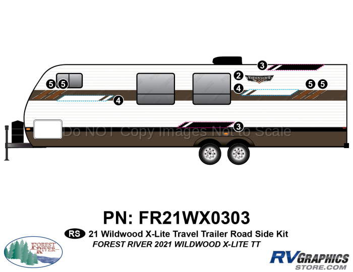 9 Piece 2020 Wildwood X-Lite Travel Trailer Roadside Graphics Kit