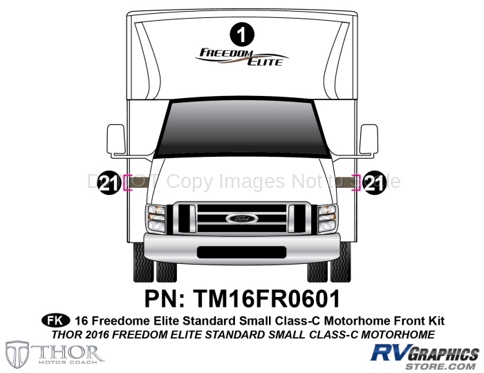 1 Piece 2016 Freedom Elite Small Motorhome Front Graphics Kit