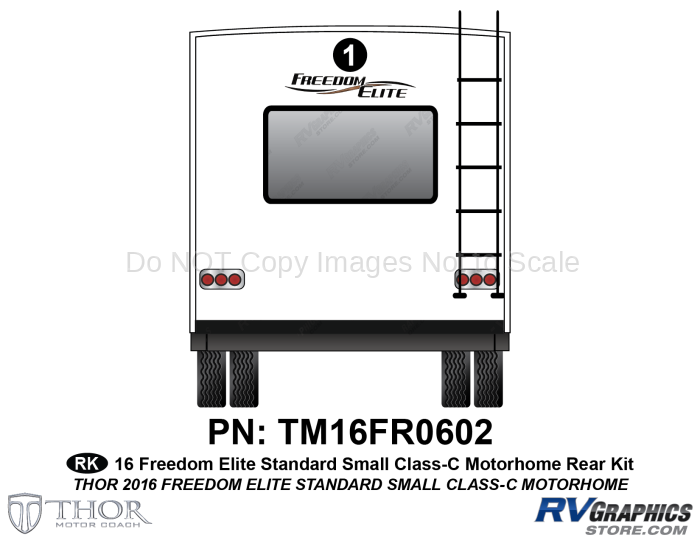 1 Piece 2016 Freedom Elite Small Motorhome Rear Graphics Kit