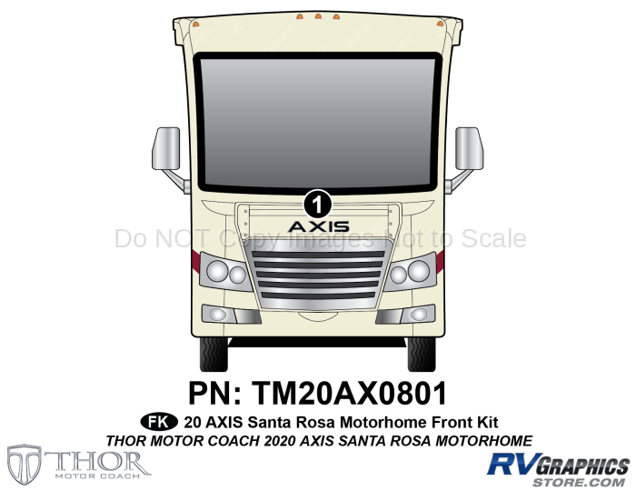 1 Piece 2020 Axis Motorhome Red Version Front Graphics Kit