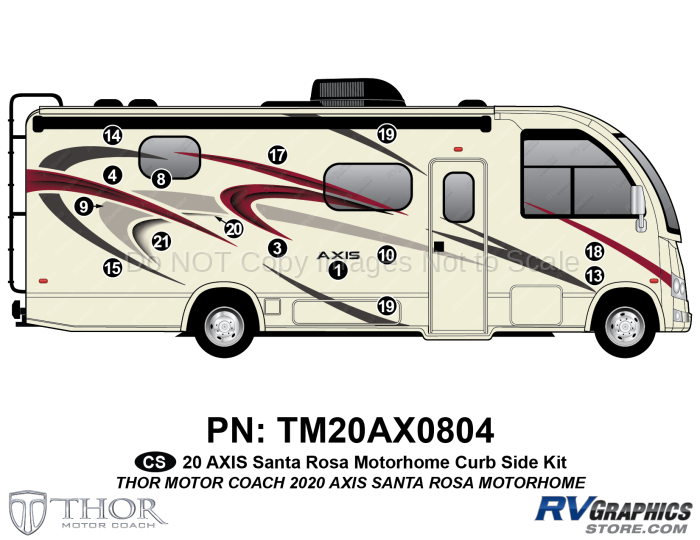 15 Piece 2020 Axis Motorhome Red Version Curbside Graphics Kit