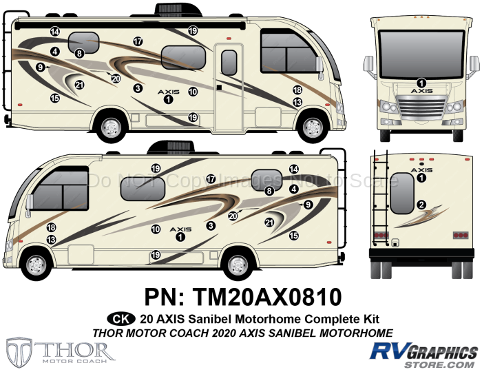 33 Piece 2020 Axis Motorhome Bronze Version Complete Graphics Kit