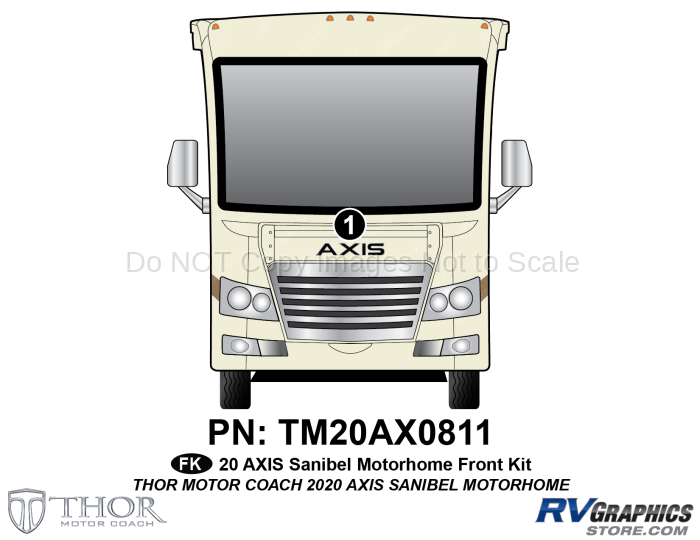 1 Piece 2020 Axis Motorhome Bronze Version Front Graphics Kit