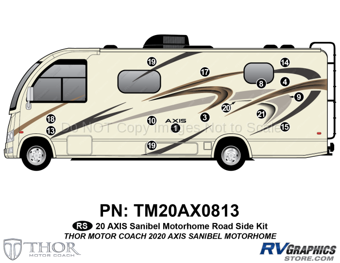 15 Piece 2020 Axis Motorhome Bronze Version Roadside Graphics Kit