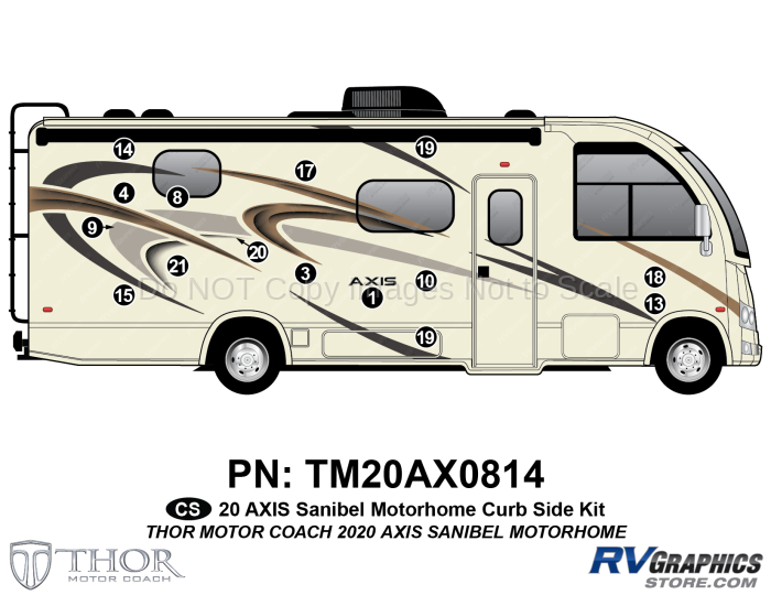 15 Piece 2020 Axis Motorhome Bronze Version Curbside Graphics Kit