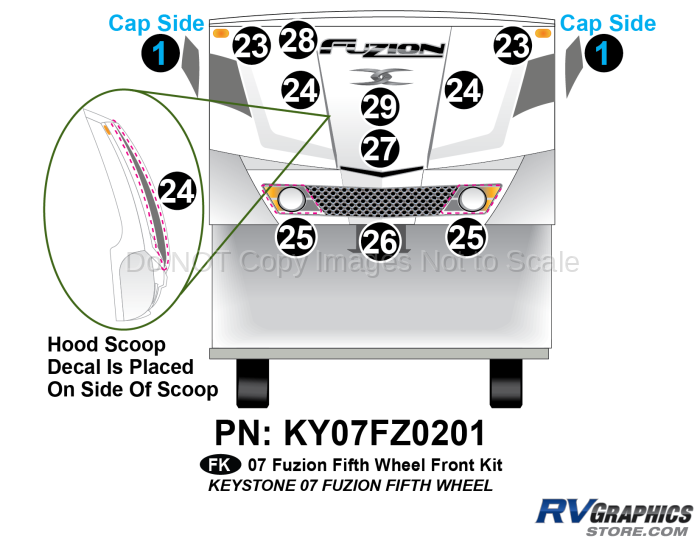 10 Piece 2007 Fuzion Fifth Wheel Front Graphics Kit