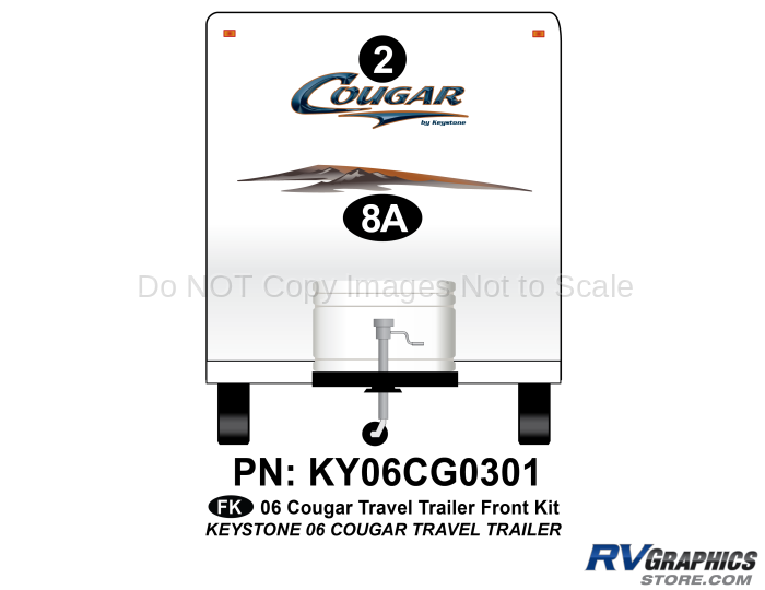 2 Piece 2006 Cougar TT Travel Trailer Front Graphics Kit