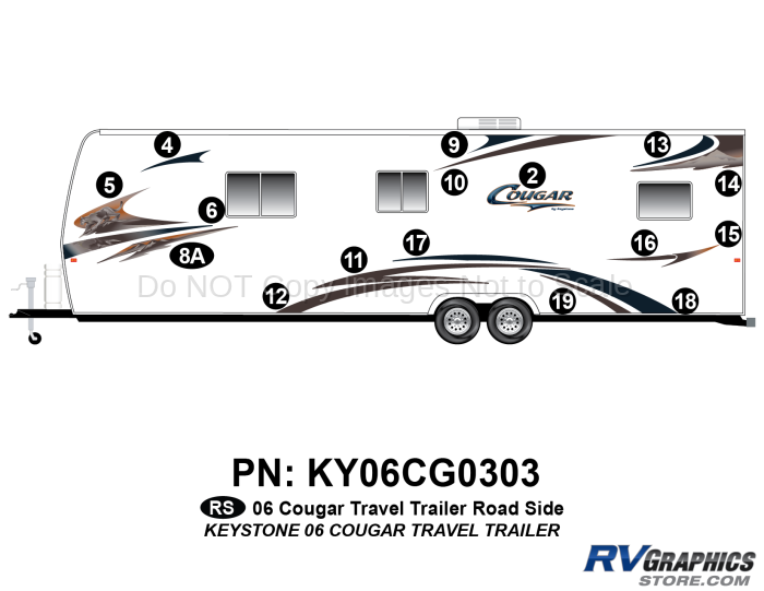 17 Piece 2006 Cougar TT Travel Trailer Roadside Graphics Kit