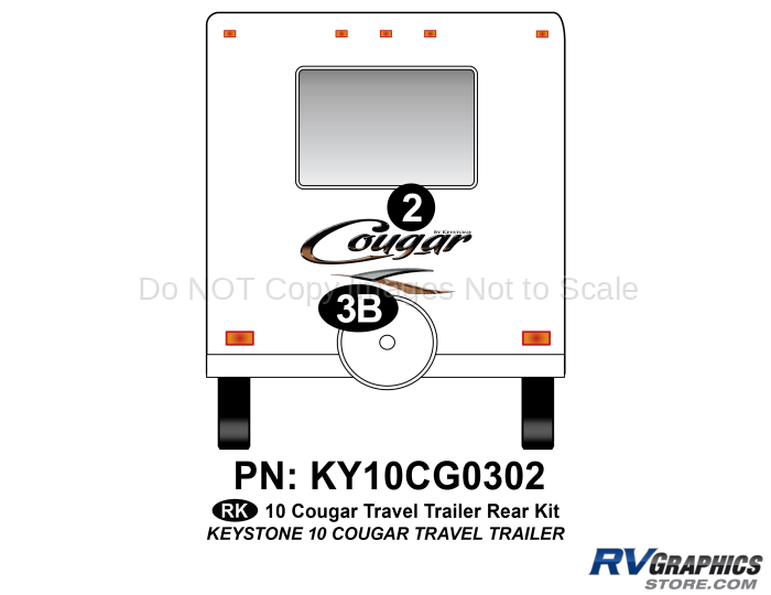 2 Piece 2010 Cougar Travel Trailer Rear Graphics Kit