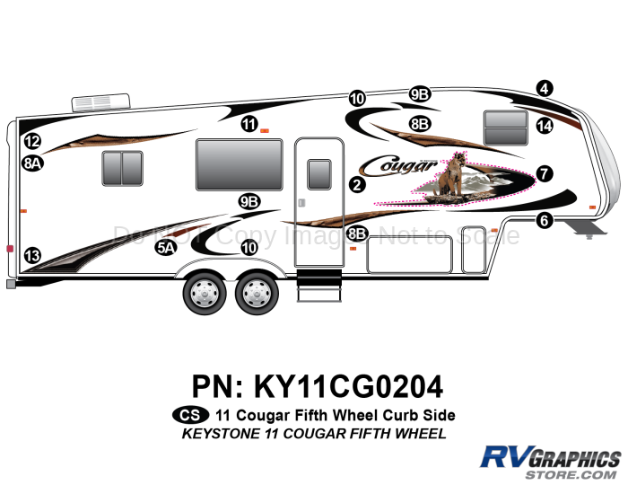 16 Piece 2011 Cougar FW Curbside Graphics Kit