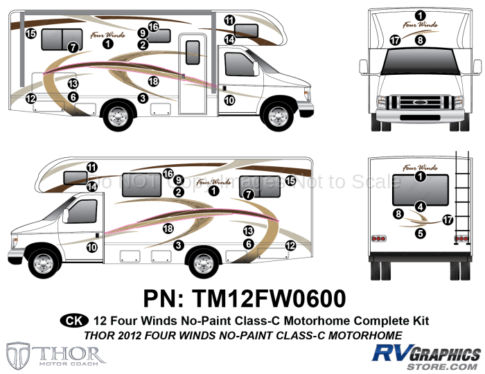 36 Piece 2012 Four Winds Motorhome Complete Graphics Kit