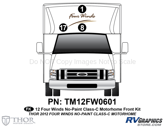 3 Piece 2012 Four Winds Motorhome Front Graphics Kit