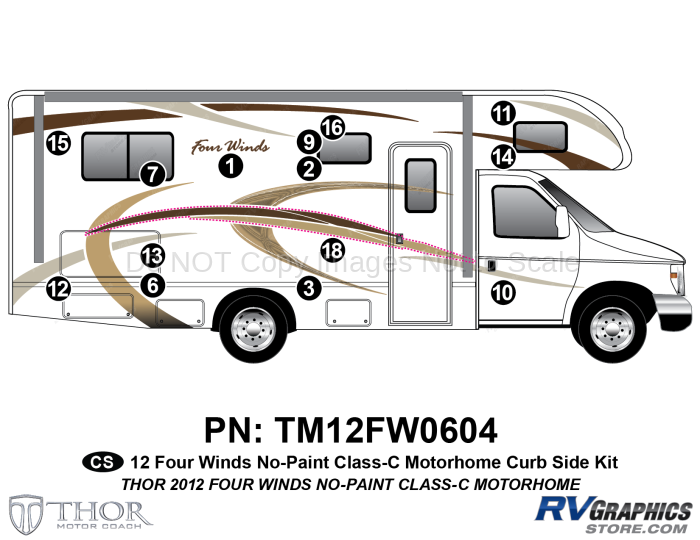 14 Piece 2012 Four Winds Motorhome Curbside Graphics Kit