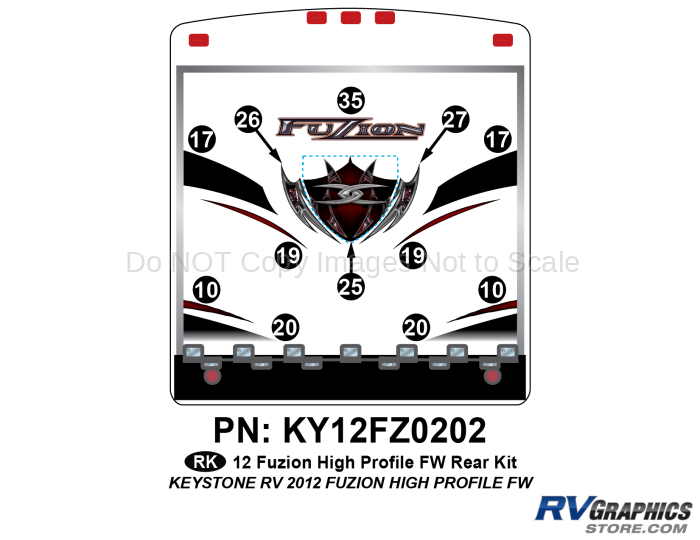 10 Piece 2012 Fuzion Fifth Wheel Hi Profile Cap REAR Graphics Kit