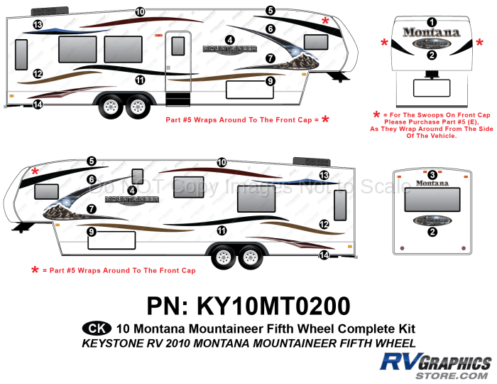 26 Piece 2010 Mountaineer Fifth Wheel Complete Graphics Kit