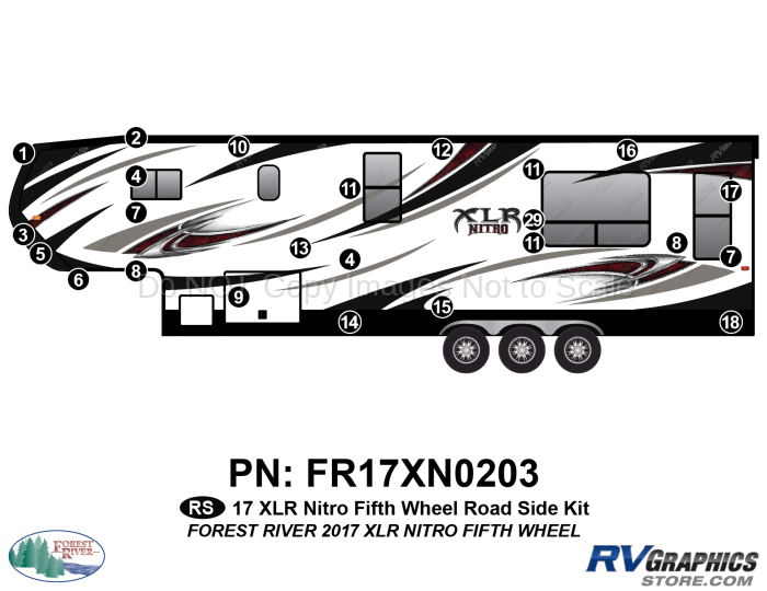 24 Piece 2017 XLR Nitro Fifth Wheel Roadside Graphics Kit