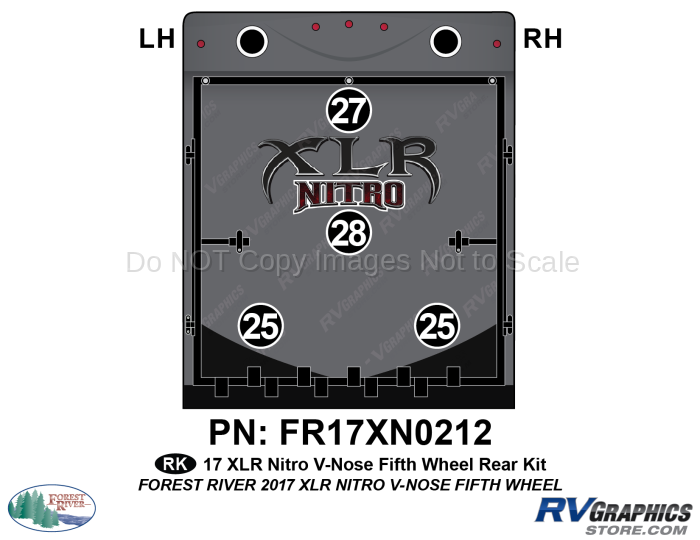 4 Piece 2017 XLR Nitro V-Nose Fifth Wheel Rear Graphics Kit