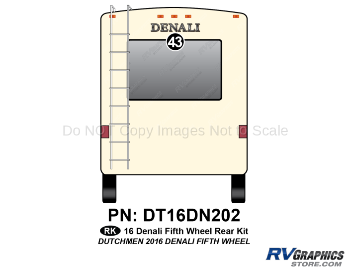 1 Piece 2016 Denali Fifth Wheel Rear Graphics Kit