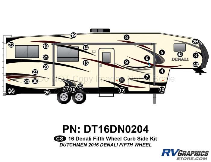 28 Piece 2016 Denali Fifth Wheel Curbside Graphics Kit