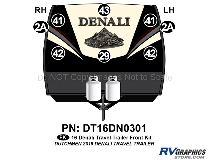 8 Piece 2016 Denali Travel Trailer Front Graphics Kit