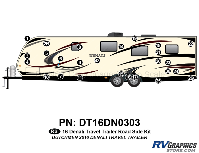 26 Piece 2016 Denali Travel Trailer Roadside Graphics Kit