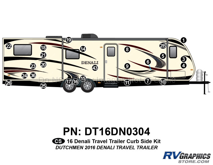 26 Piece 2016 Denali Travel Trailer Curbside Graphics Kit