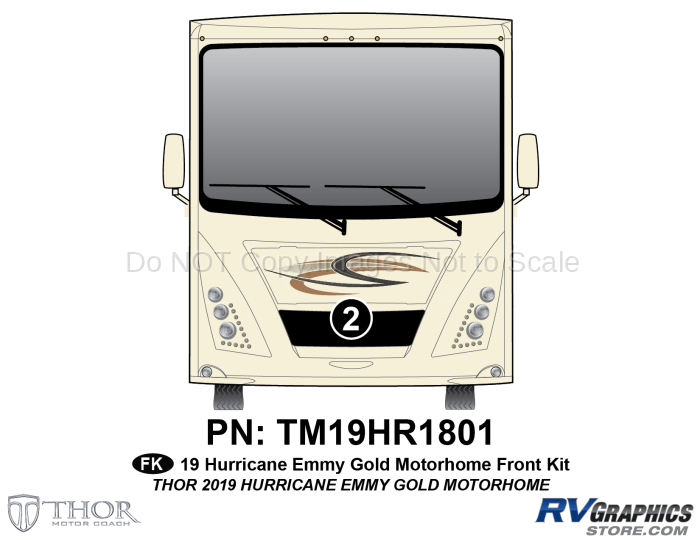 1 Piece 2019 Hurricane Motorhome Front Graphics Kit-Gold Version