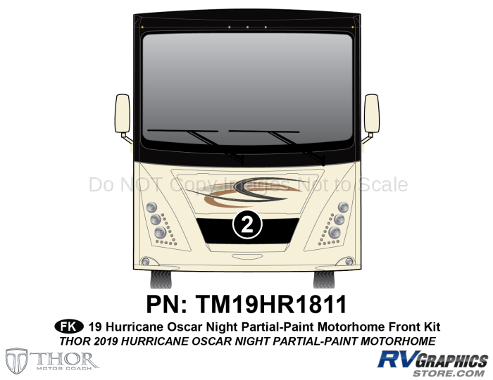 1 Piece 2019 Hurricane Motorhome Partial Paint Front Graphics Kit-Gold Version