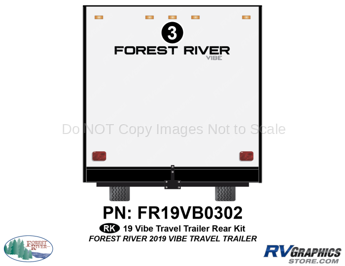 1 Piece 2019 Vibe Travel Trailer Rear Graphics Kit