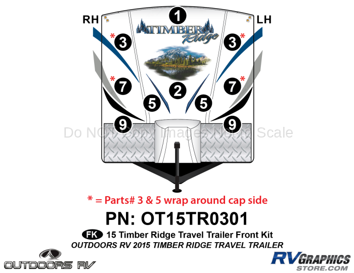 10 Piece 2015 Timber Ridge Travel Trailer Front Graphics Kit