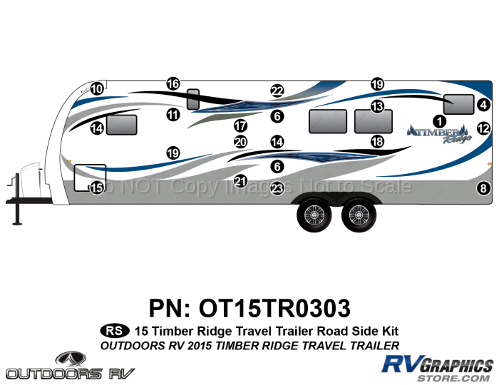 21 Piece 2015 Timber Ridge Travel Trailer Roadside Graphics Kit