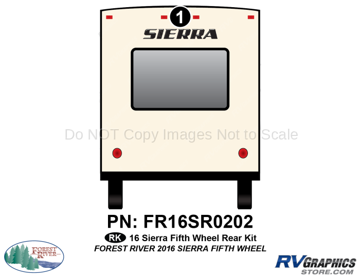 1 Piece 2016 Sierra Fifth Wheel Rear Graphics Kit